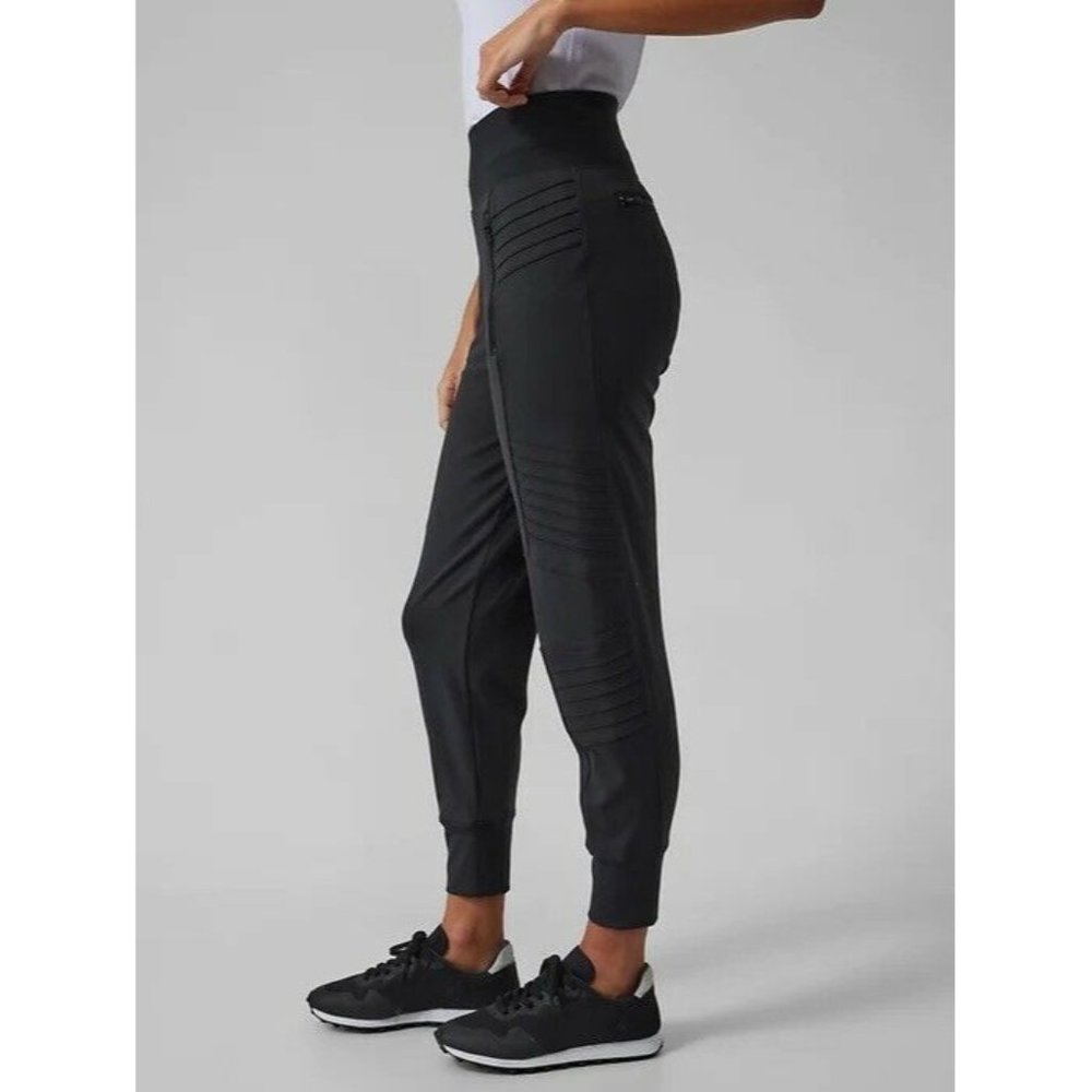 NEW Athleta Venice Moto Jogger Pant LARGE L Black 985050 SP22 NWT